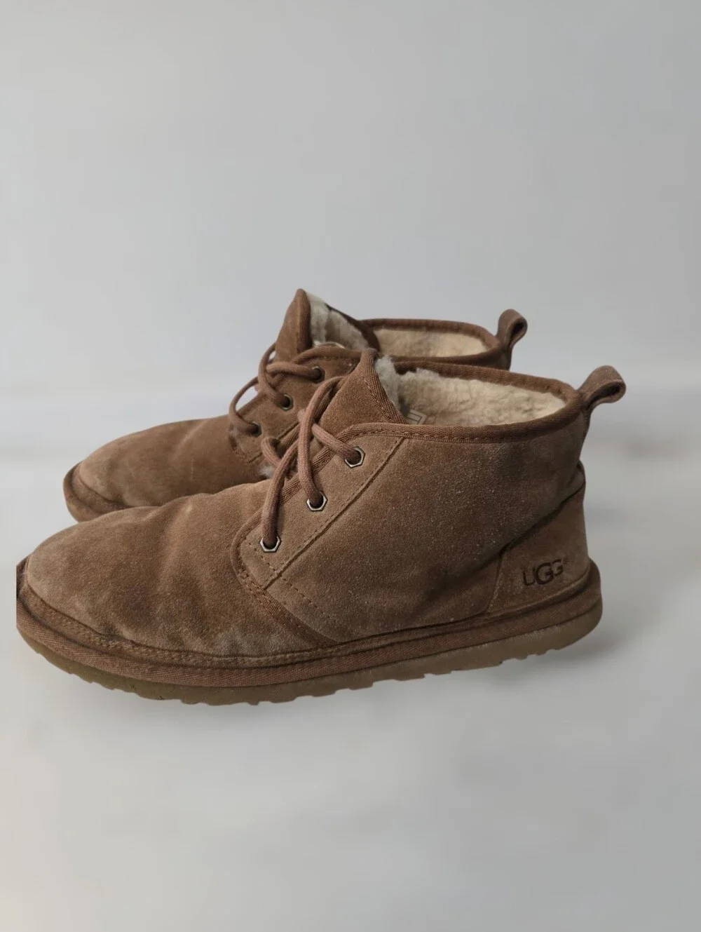 UGG Neumel Brown Suede Men's Lace Ankle Chukka Boots Wool Blend Lined